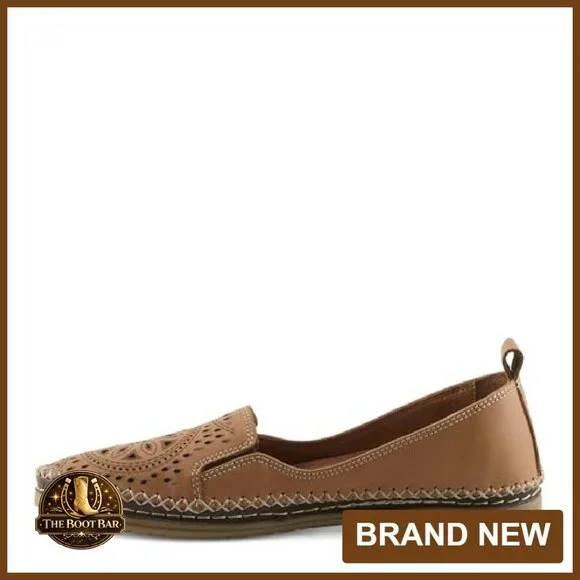 Leather Loafers Slip-On Laser Cutout Elastic Goring Lightweight Sole